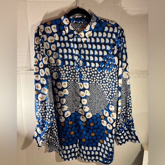 Chico’s mixed dots polyester Blouse size 2 L 12 retro vibes tunic women’s top - Picture 1 of 6